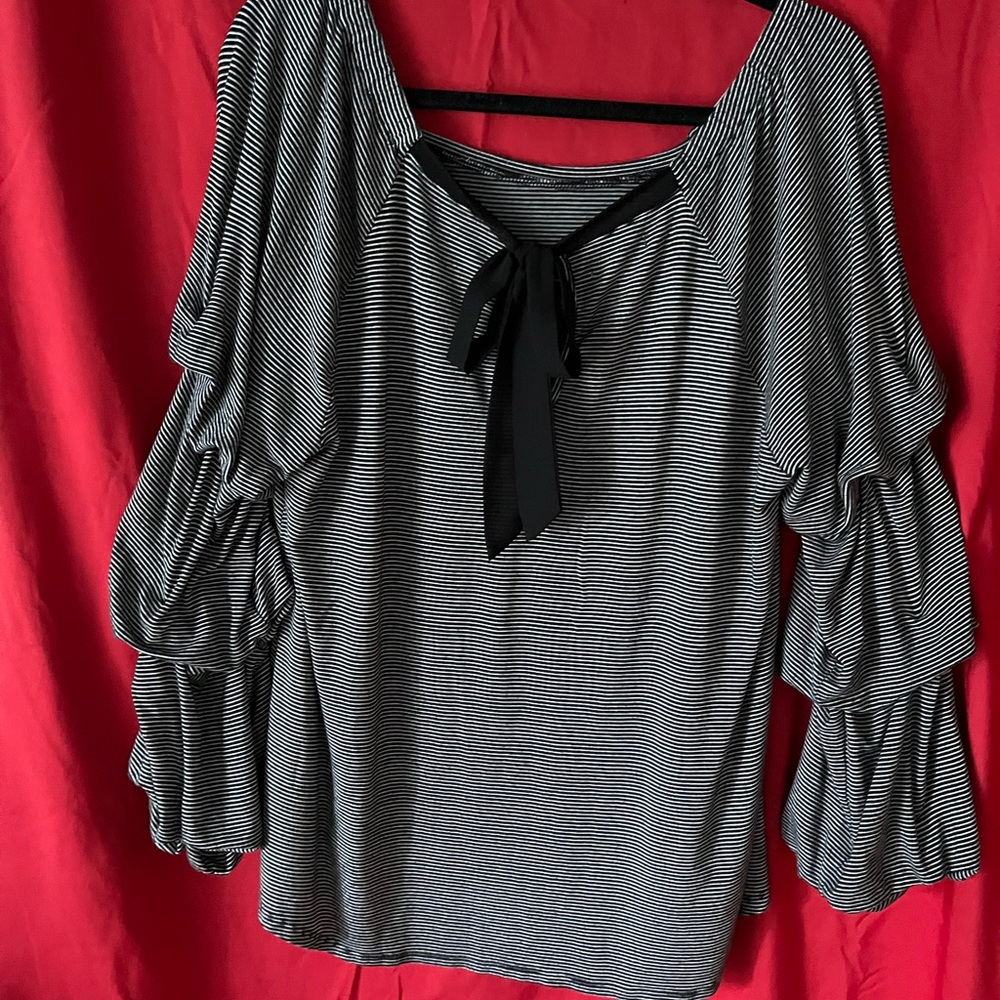 Maurices Black and White Striped Top